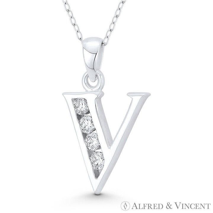 Other Initial Letter "V" CZ Crystal Charm Pendant Size ONE SIZE - 1 Preview