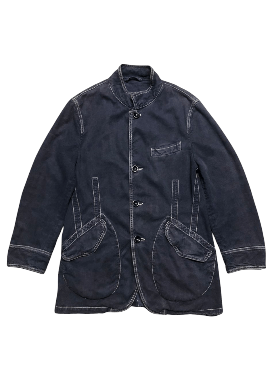 Armani Collezioni Armani Collezioni Denim Jacket No Collar Sunfaded Faded Size US M / EU 48-50 / 2 - 1 Thumbnail