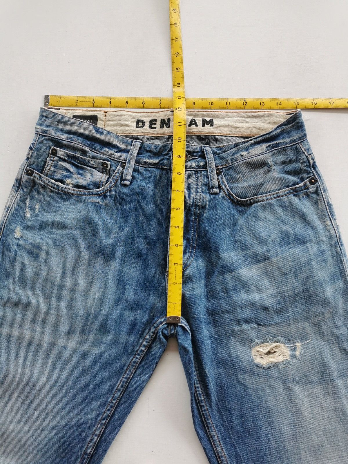 DENHAM Razor Slim Denham Distressed Denim Jeans Size US 30 / EU 46 - 9 Thumbnail