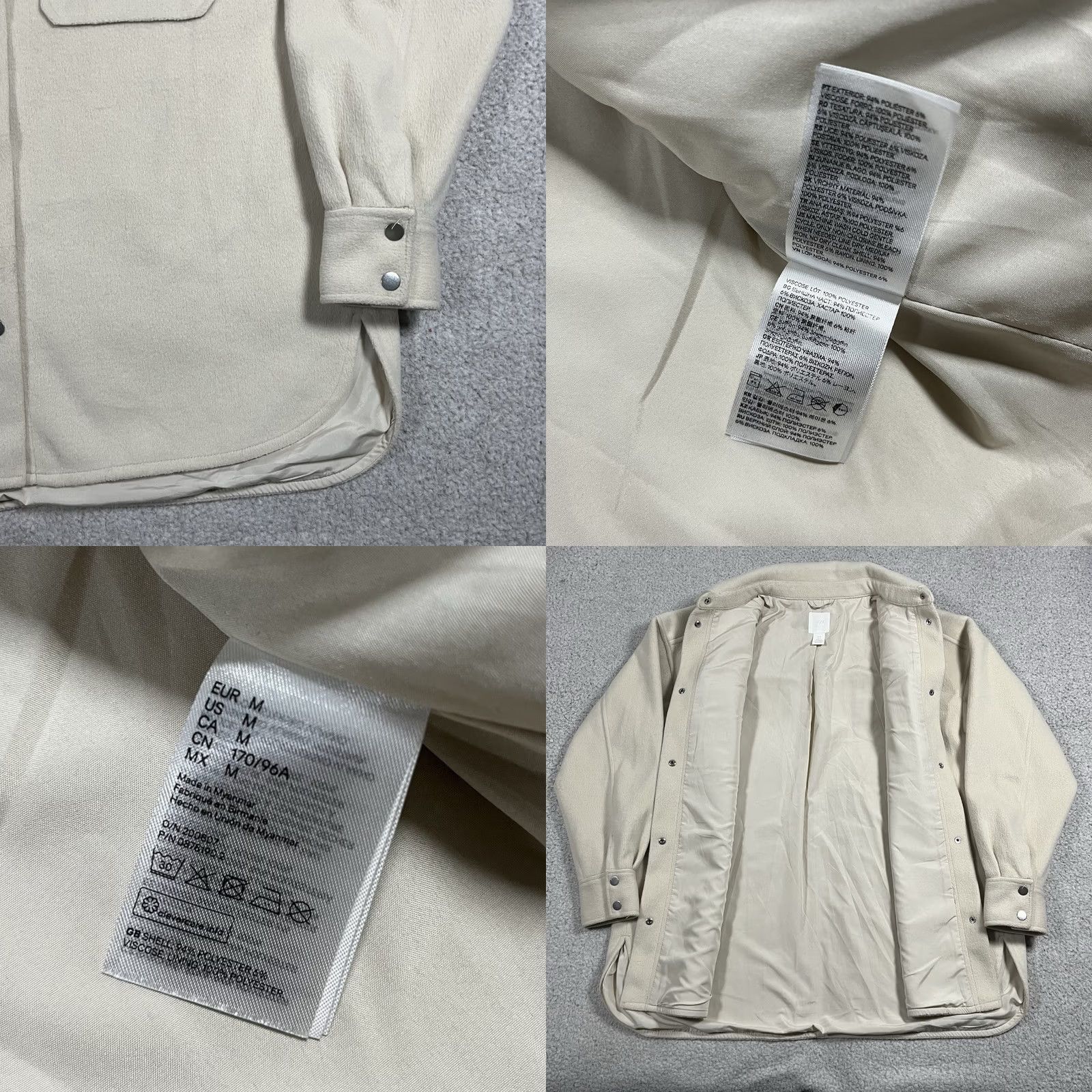 H&M H&M Coat Womens M Beige Shacket Snap Button Front Pockets Jacket Size M / US 6-8 / IT 42-44 - 8 Thumbnail