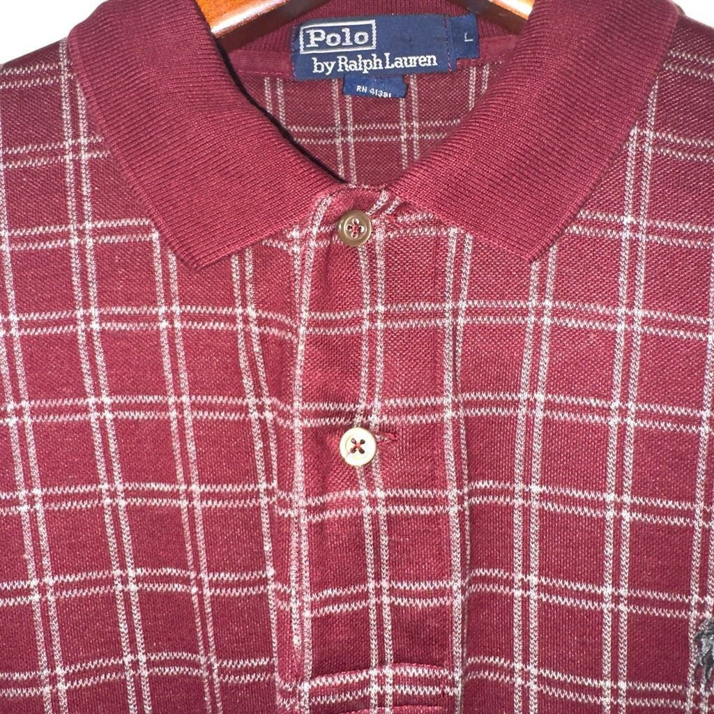 Polo Ralph Lauren 80s Polo Ralph Lauren Wine Red Made in USA L/S Polo Shirt Sz Size US L / EU 52-54 / 3 - 4 Thumbnail