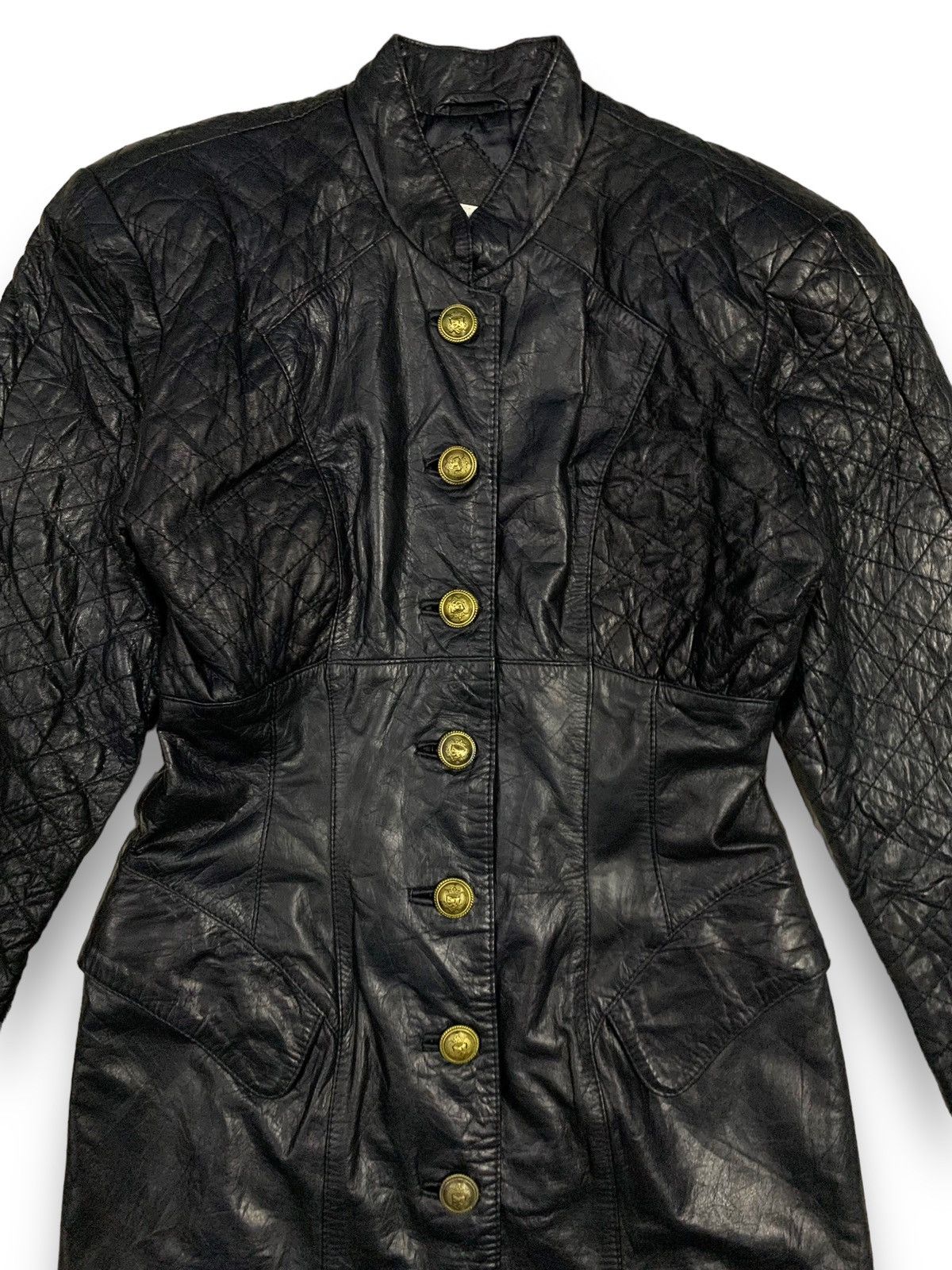 Other Vintage Marais Cowhide Leather Lace-up Punk Style Overcoat Size M / US 6-8 / IT 42-44 - 4 Thumbnail