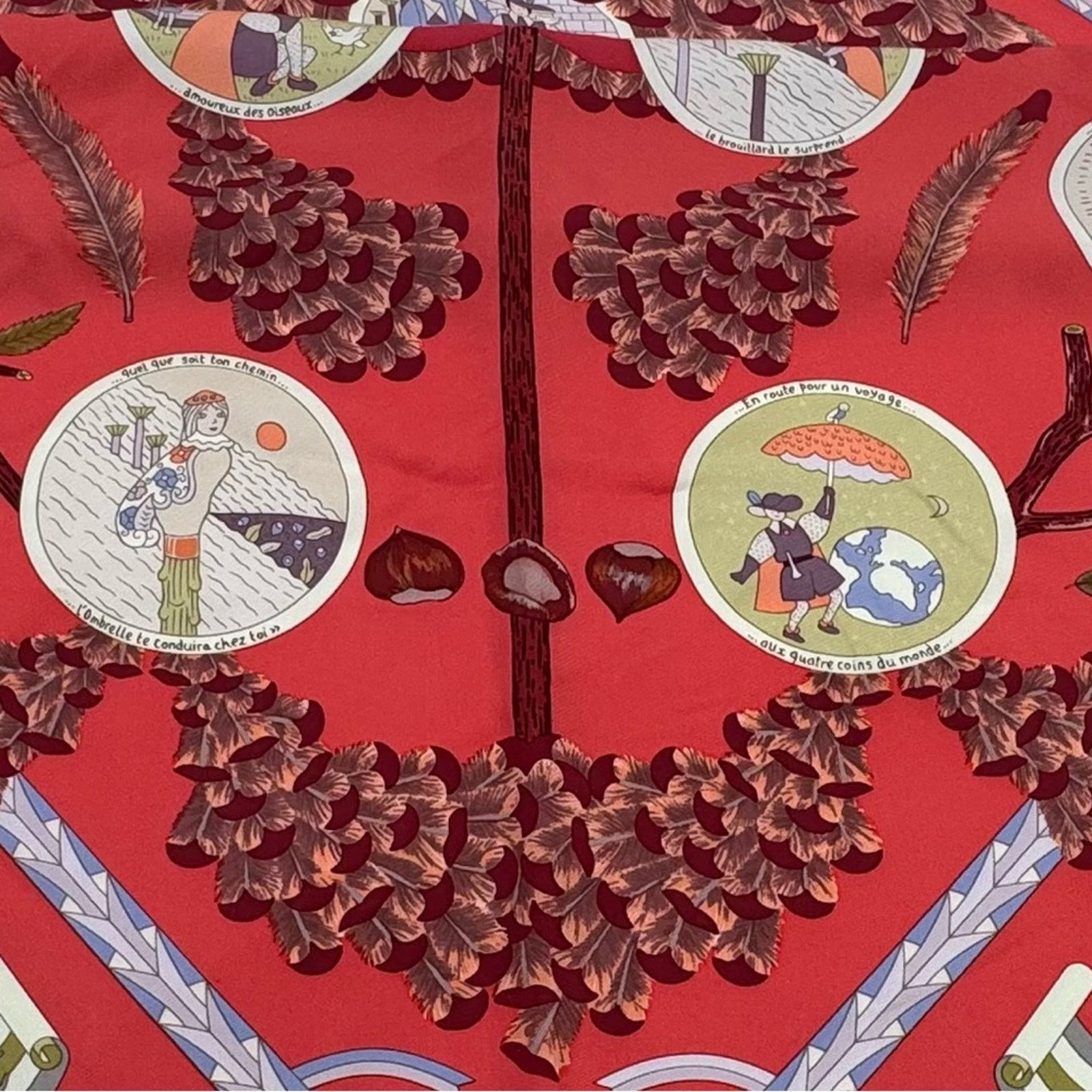 Hermes Hermes silk scarf theme is the magic umbrella coral colorway Size ONE SIZE - 9 Thumbnail