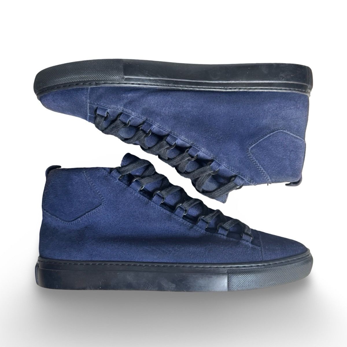 Balenciaga balenciaga dark blue suede arena hightops Size US 12 / EU 45 - 2 Thumbnail