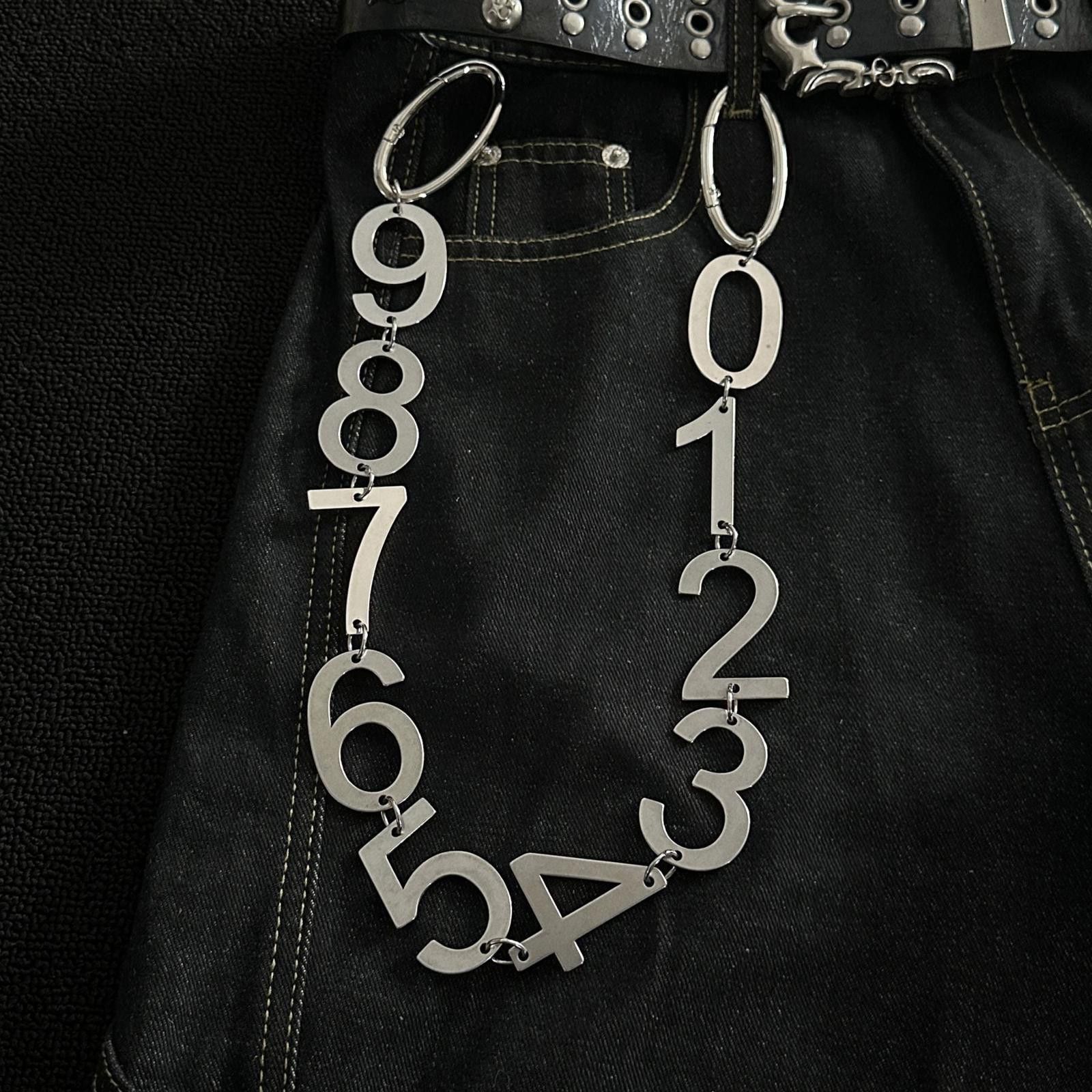 Jewelry Silver Number Link Wallet Chain, Men's Hip Hop Accessory Size ONE SIZE - 4 Thumbnail