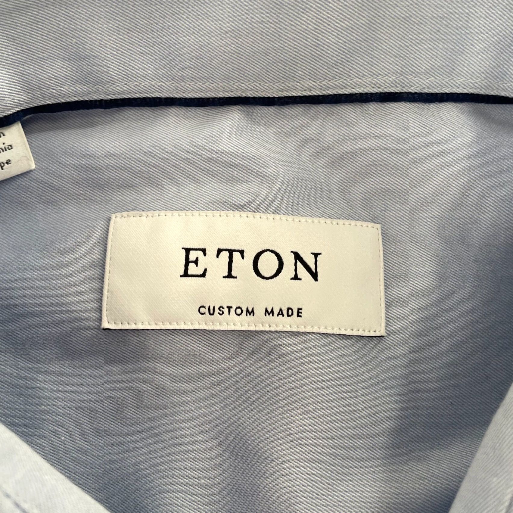 Eton VINTAGE Etón Dress Shirt Adult Medium Long Sleeve Cotton Blue Solid Business Formal Wedding Mens Size US M / EU 48-50 / 2 - 5 Thumbnail