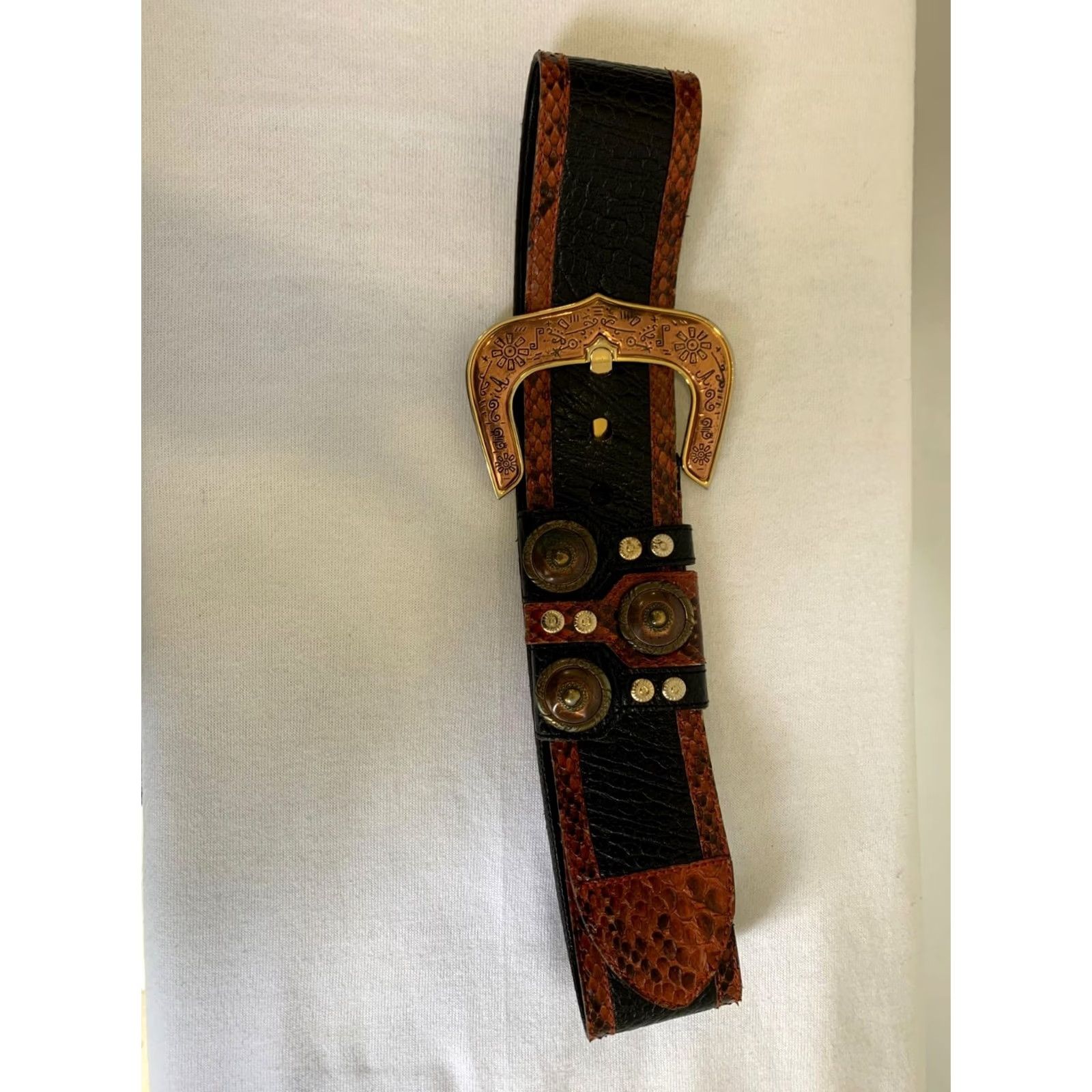 Vintage VINTAGE Werner Herbrand Belt - Black Textured Leather & Red Snakeskin 40 - Designer Belt - Women - 40 - Black - Mixed Media - Vintage Size ONE SIZE - 4 Thumbnail