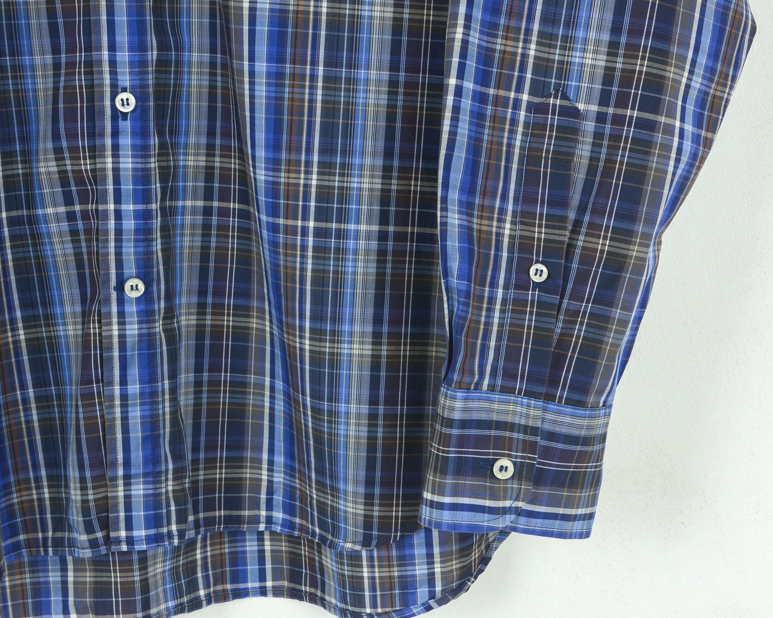 Paul & Shark Vintage Men's Shirt Cotton Button Up Over L Plaid Check Blue Size US L / EU 52-54 / 3 - 9 Thumbnail