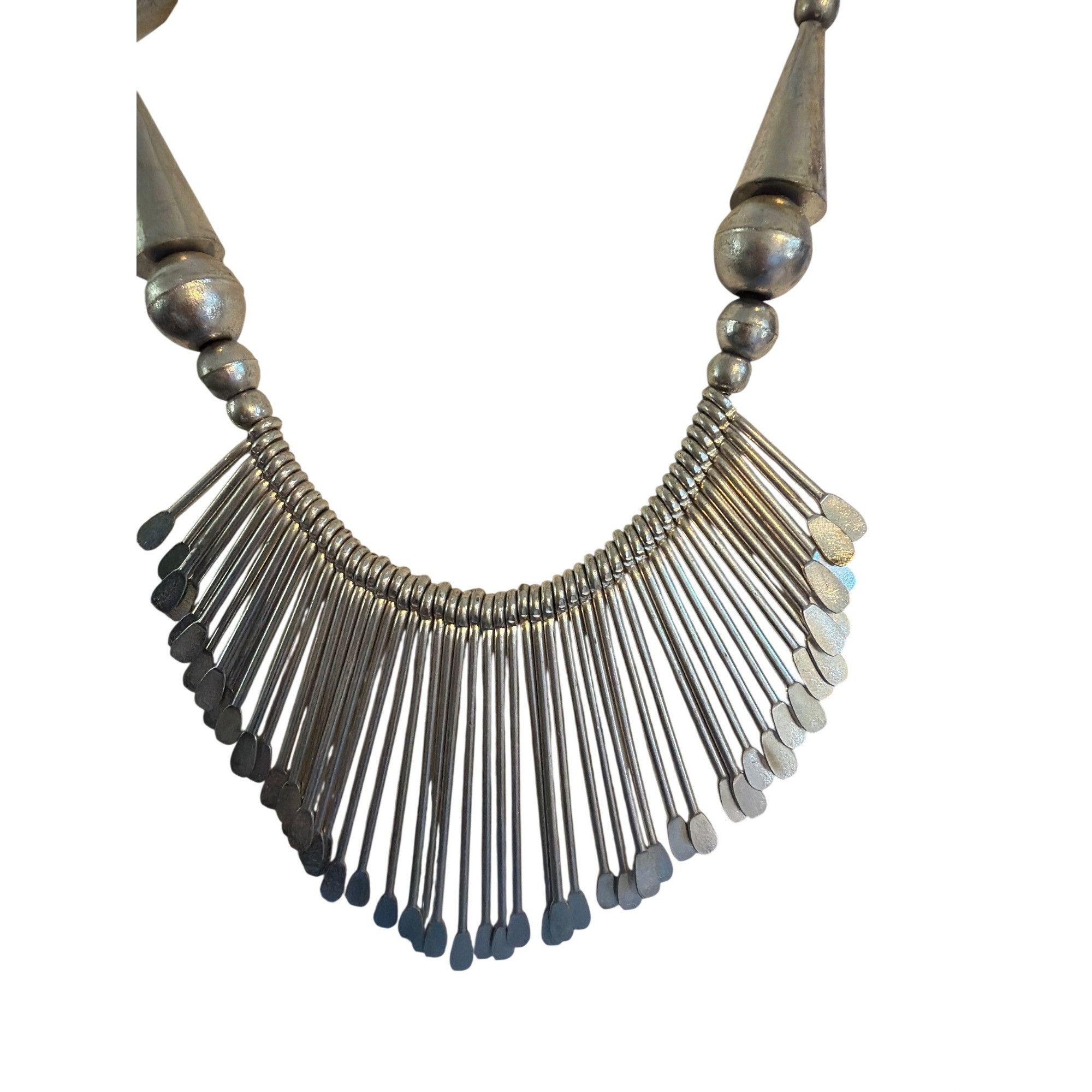 Other Silver Tone Black Cord Necklace Fringe Graduated Statement 2 Size ONE SIZE - 1 Thumbnail