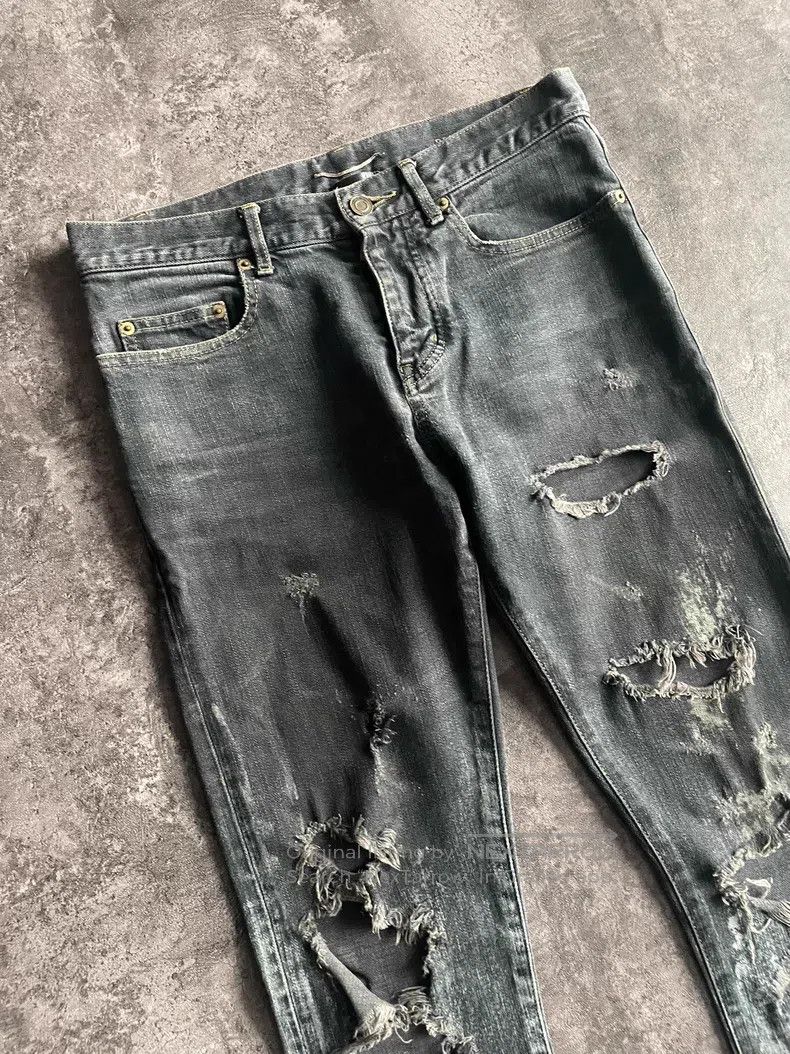 Saint Laurent Paris Saint Laurent Paris Oily Tattered Destruction Size US 29 - 2 Thumbnail
