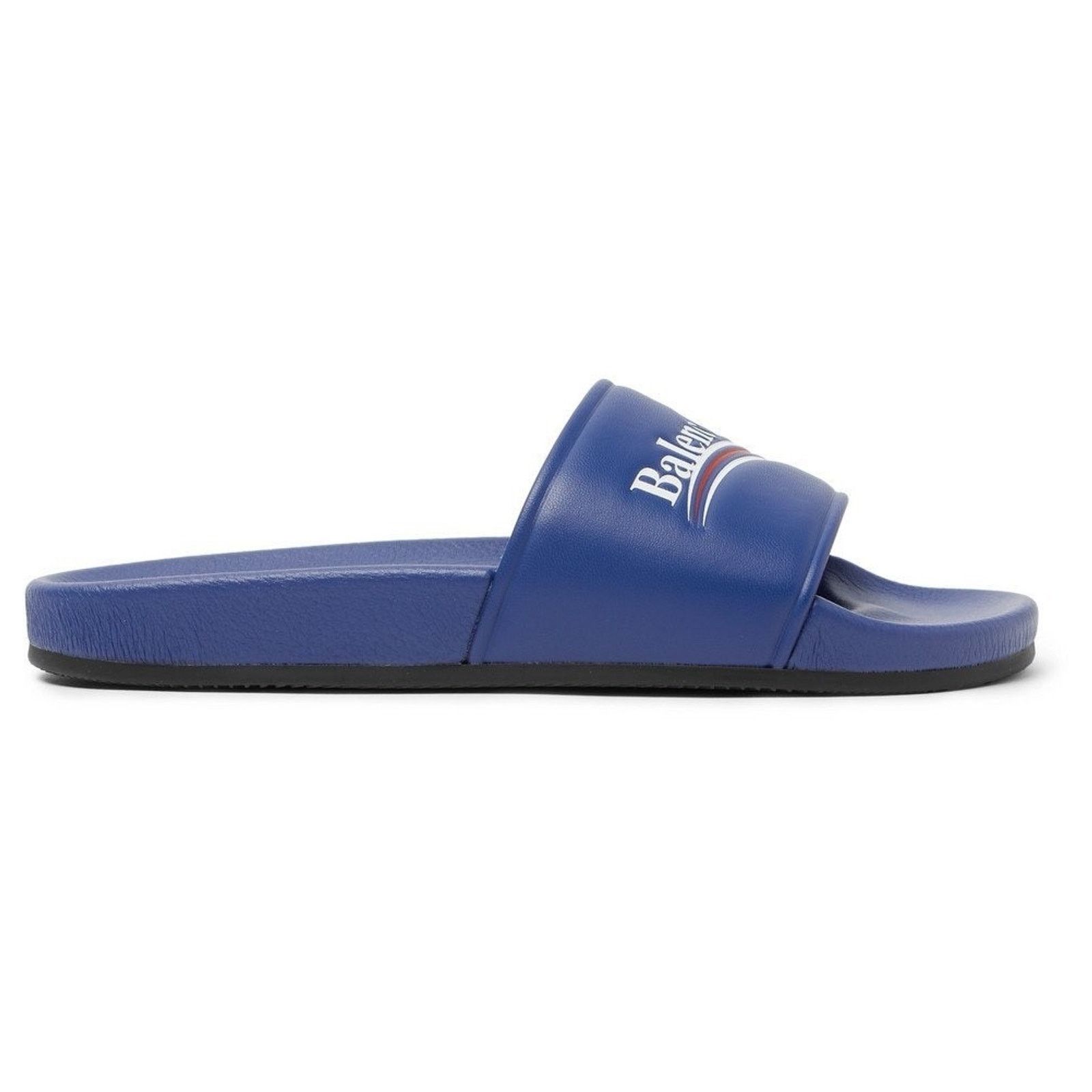 Balenciaga Balenciaga Blue Leather Campaign Logo Slide Sandal 44 11 Size US 11 / EU 44 - 3 Thumbnail