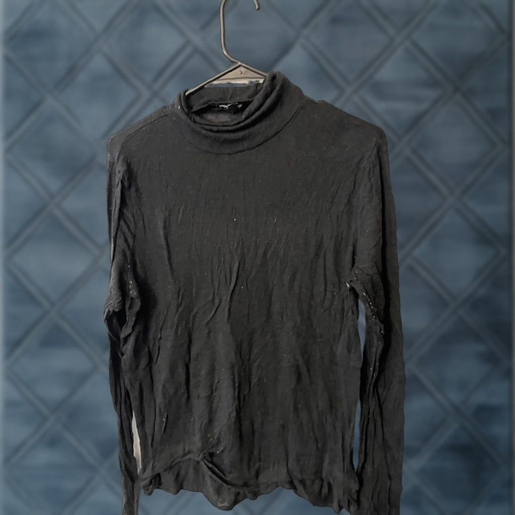 Express Express Top Womens XL Black Mock Neck Long Sleeve Cropped Pullover Size XL / US 12-14 / IT 48-50 - 1 Thumbnail