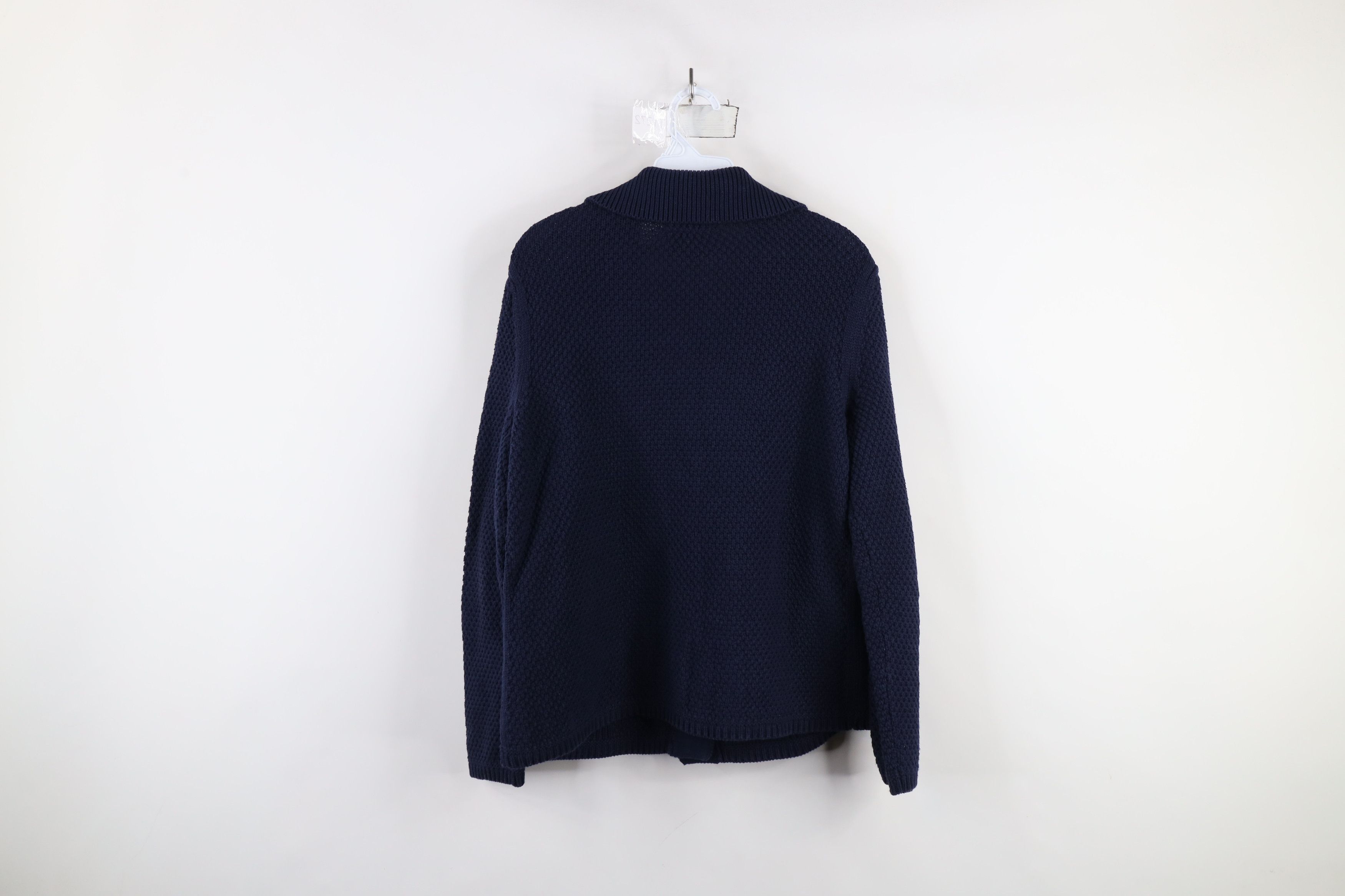 L.L. Bean × Vintage Vintage LL Bean Thermal Knit Blazer Cardigan Sweater Navy Size M / US 6-8 / IT 42-44 - 6 Thumbnail