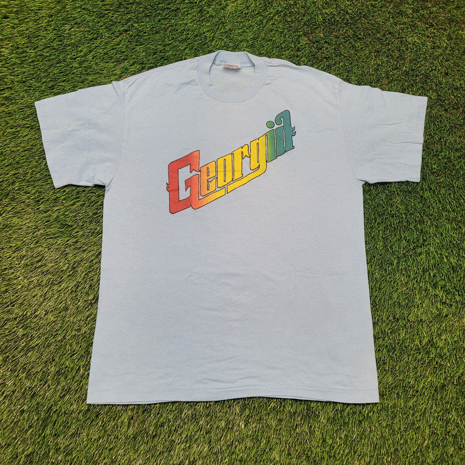 Vintage VTG 80s Georgia Rainbow T-Shirt Large Single-Stitch 50/50 Size US L / EU 52-54 / 3 - 1 Thumbnail