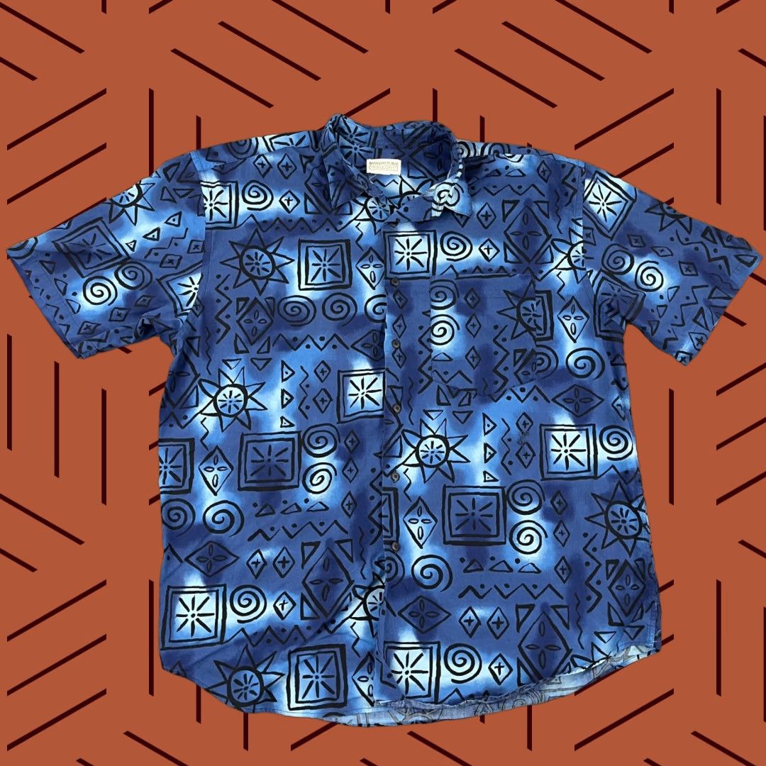 Banana Republic VINTAGE Banana Republic Safari Shirt Men 2XL Short Sleeve Geometric Blue Casual Travel Size US XXL / EU 58 / 5 - 1 Thumbnail