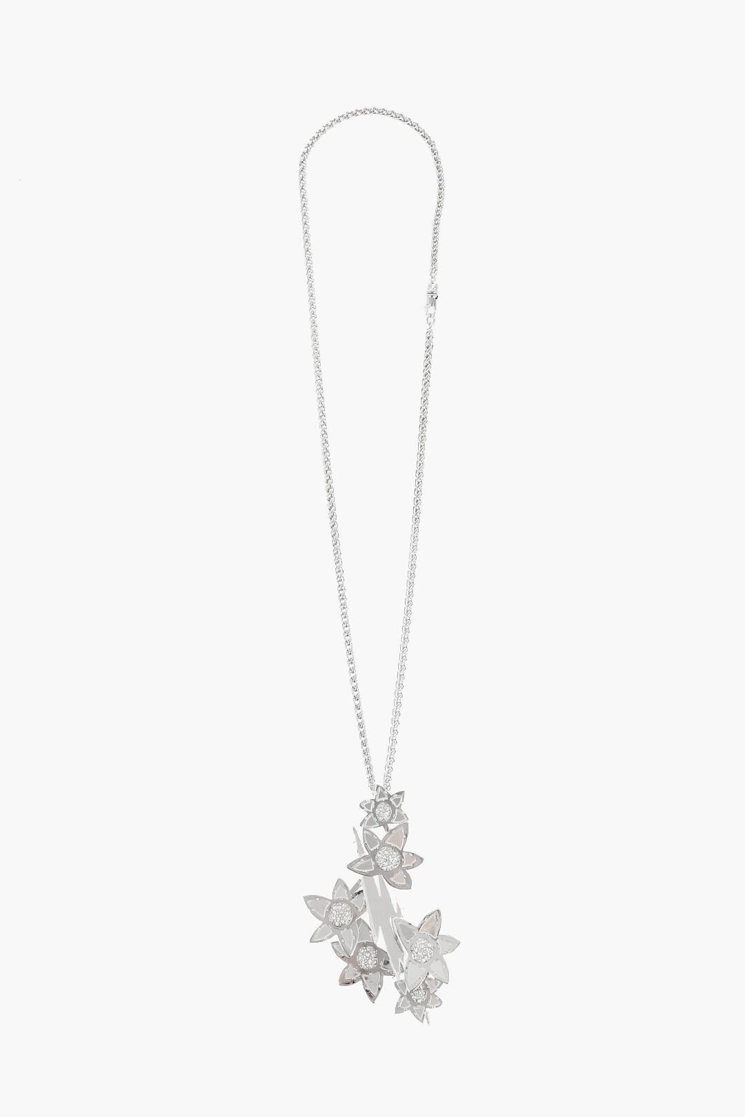 Dsquared2 Metal Necklace with Floral-Design Pendant Embellished with Strass Size ONE SIZE - 1 Thumbnail