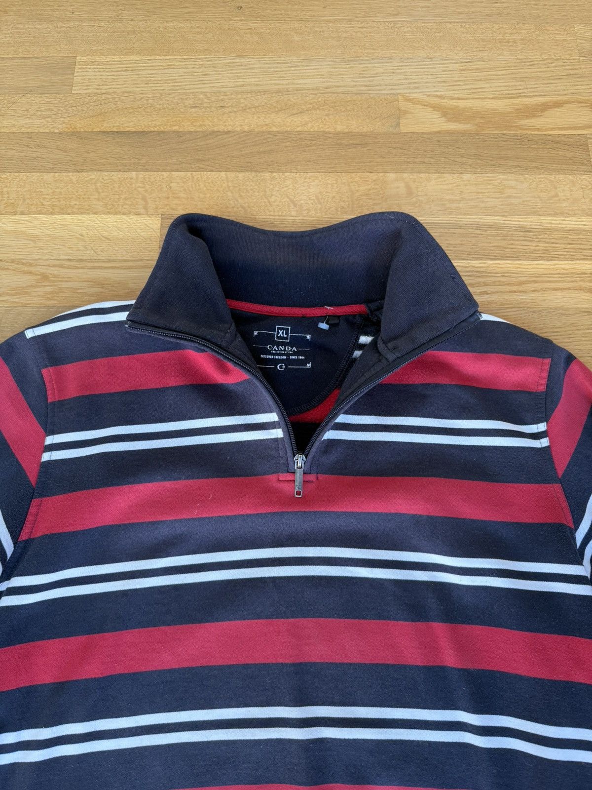 Other Vintage Striped Q-Zip Sweater Size US M / EU 48-50 / 2 - 2 Thumbnail