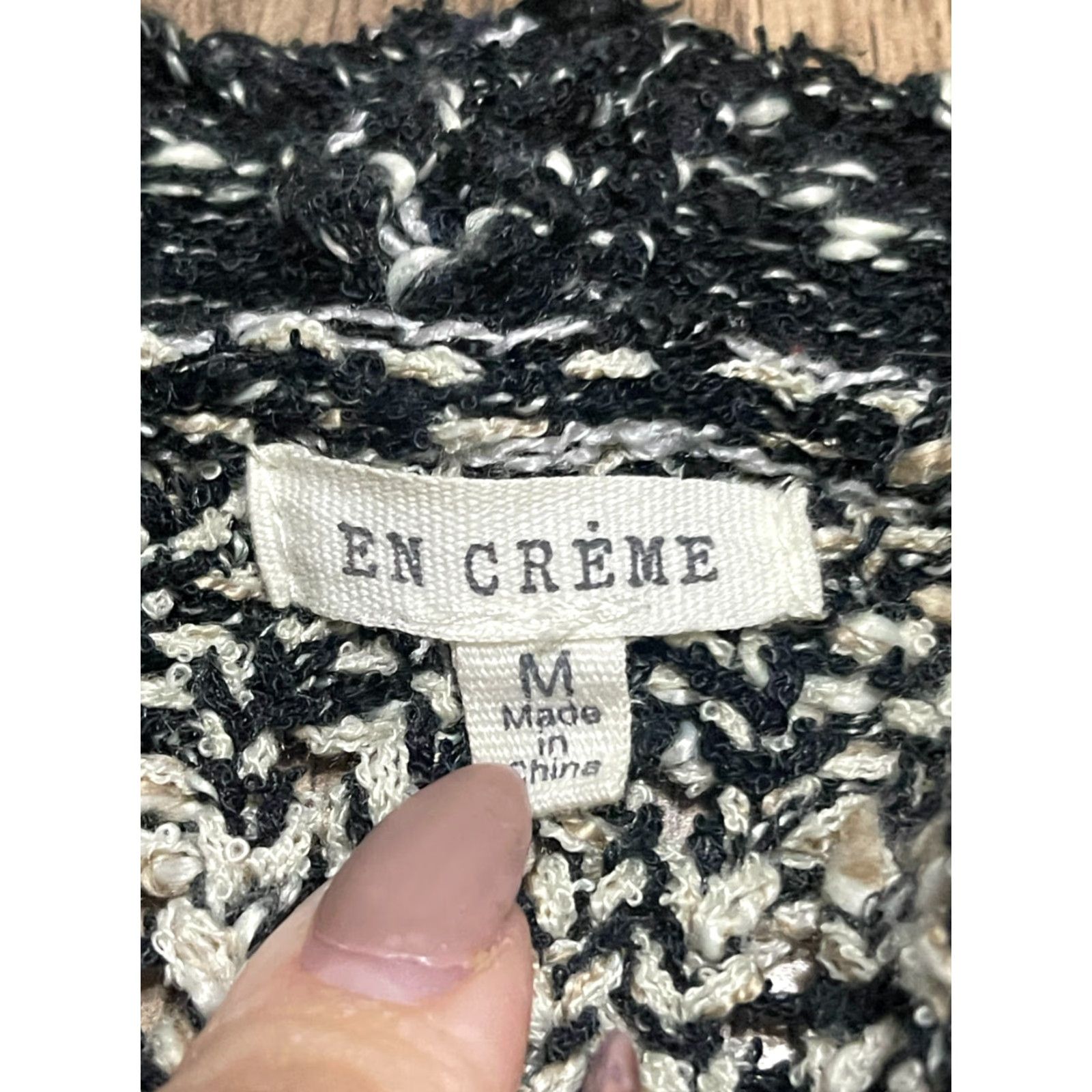 Vintage En Creme Sweater Women's Size Medium Pink Black White Open Cardigan Knit Size M / US 6-8 / IT 42-44 - 7 Thumbnail