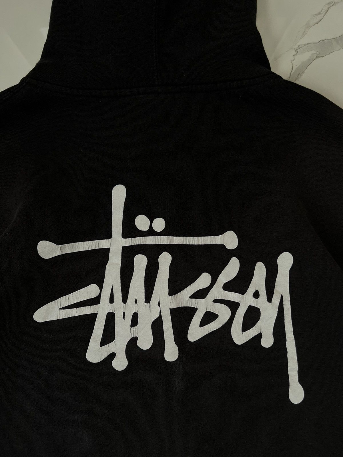 Streetwear × Stussy × Vintage STUSSY BIG LOGO DISTRESSED ZIP