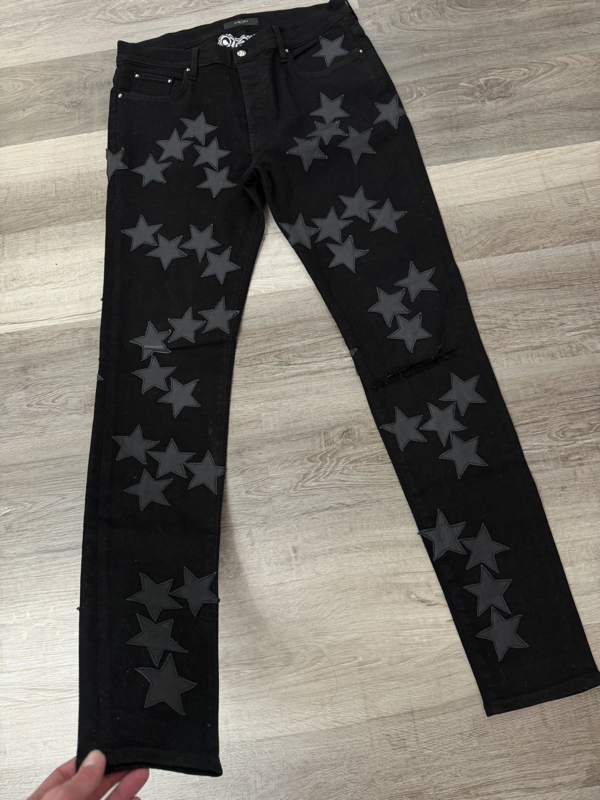 Amiri Amiri Chemist Jeans Black Leather Star Patches Size 36 Size US 36 / EU 52 - 3 Thumbnail