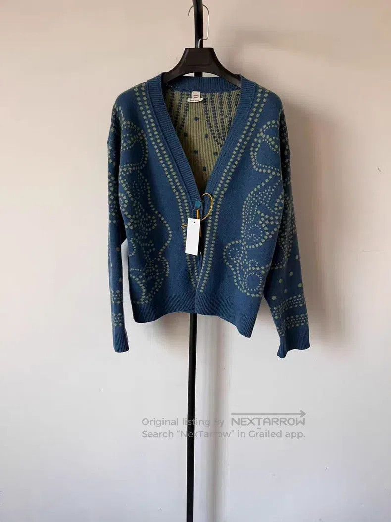 Hermes Hermes Deep V-neck buttoned cashmere jacquard cotton long- Size XS / US 0-2 / IT 36-38 - 1 Thumbnail