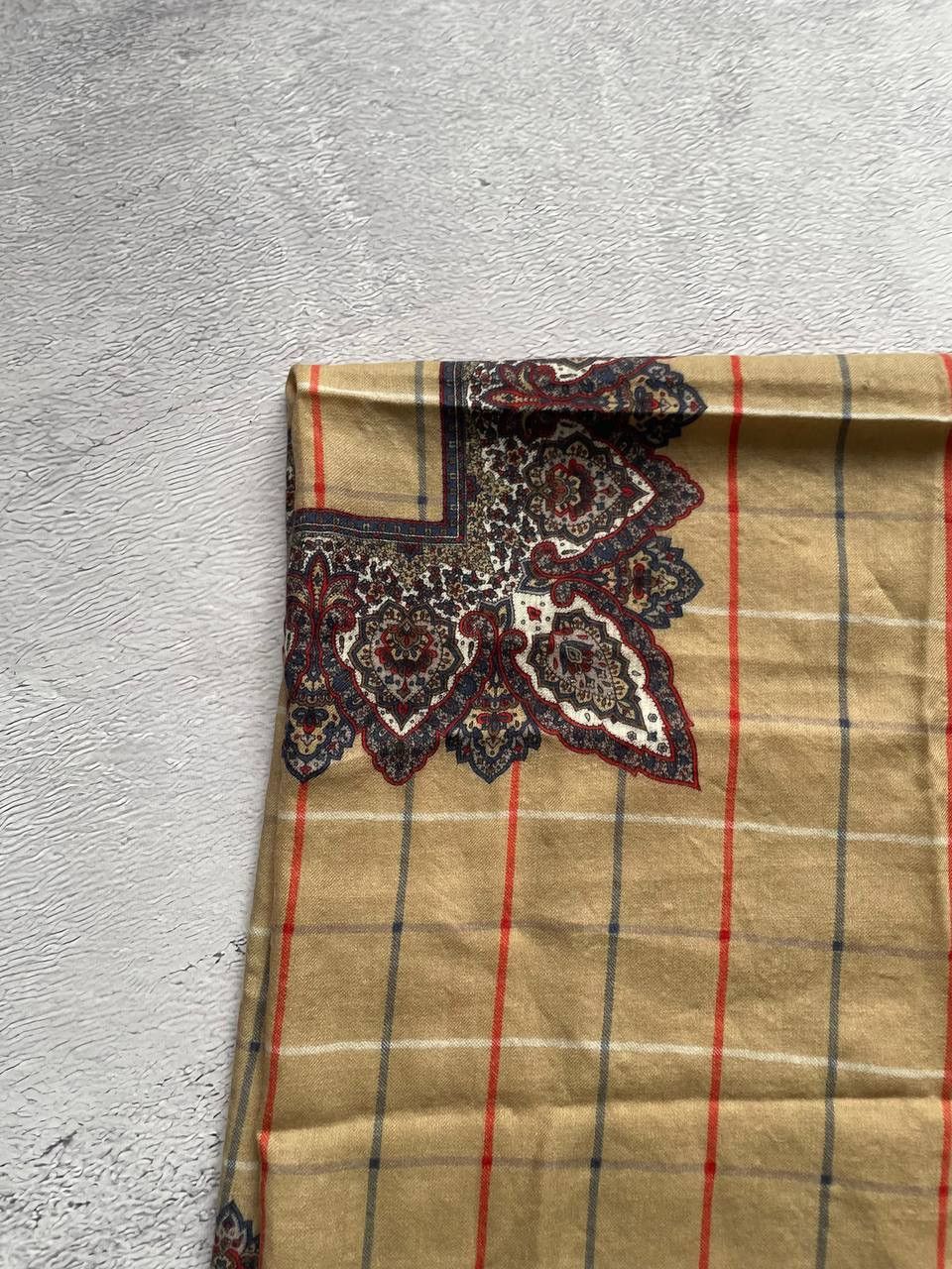 Burberry Burberrys Scarf Head Wrap Silk/Wool Paisley Checkered Size ONE SIZE - 6 Thumbnail