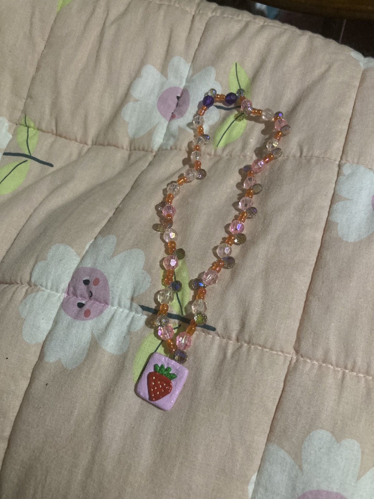 Other Pink and green strawberry pendant necklace Size ONE SIZE - 2 Thumbnail