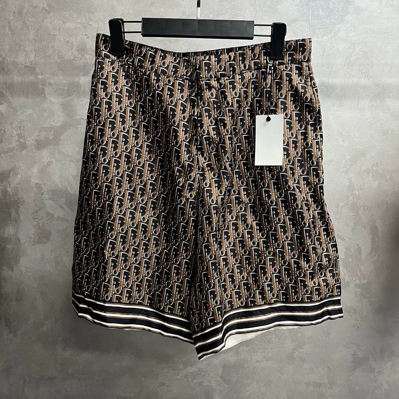 Dior Dior Brown silk logo full-printed twill casual shorts 2504- Size US 30 / EU 46 - 1 Thumbnail