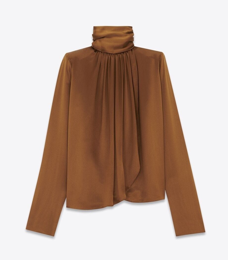 Saint Laurent Paris o1tp1o0125 Blouses in Brown Size XXS / US 00 / IT 34 - 3 Thumbnail