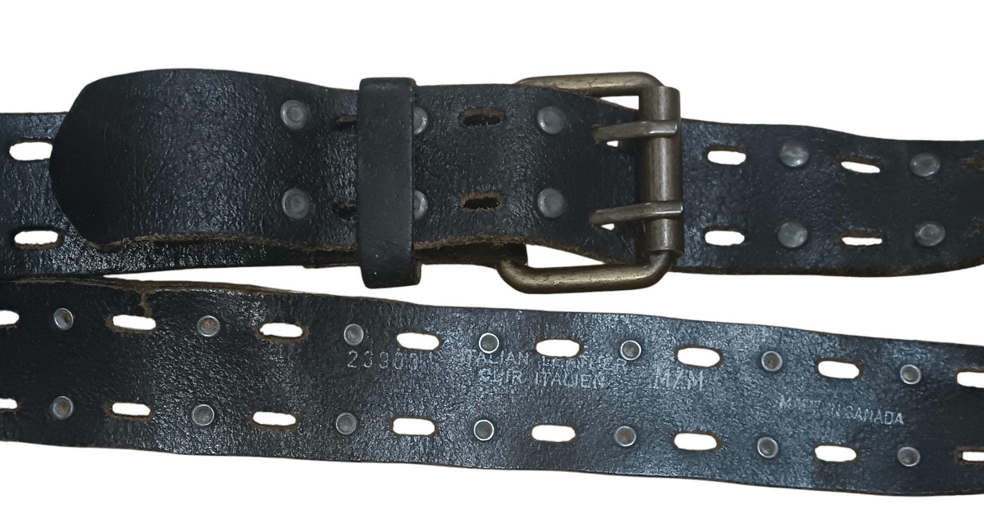 Genuine Leather × Japanese Brand CUSTOM STUDDED LEATHER BELT WITH BRASS BUCKLE Size 38 - 2 Thumbnail