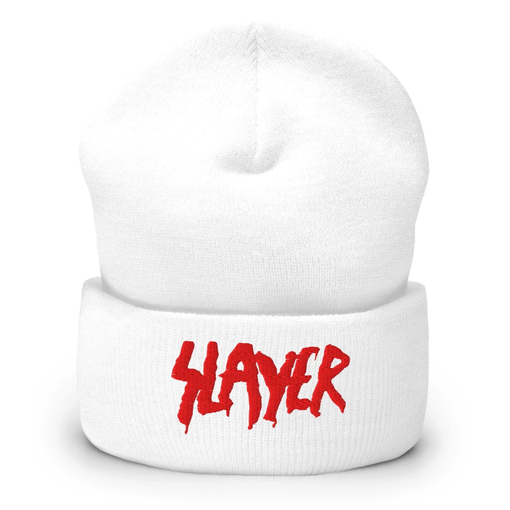 Vintage Slayer Embroidered Beanie Hat White Men's One Size Beanie Music Casual Vintage: No, 0 Size ONE SIZE - 3 Thumbnail