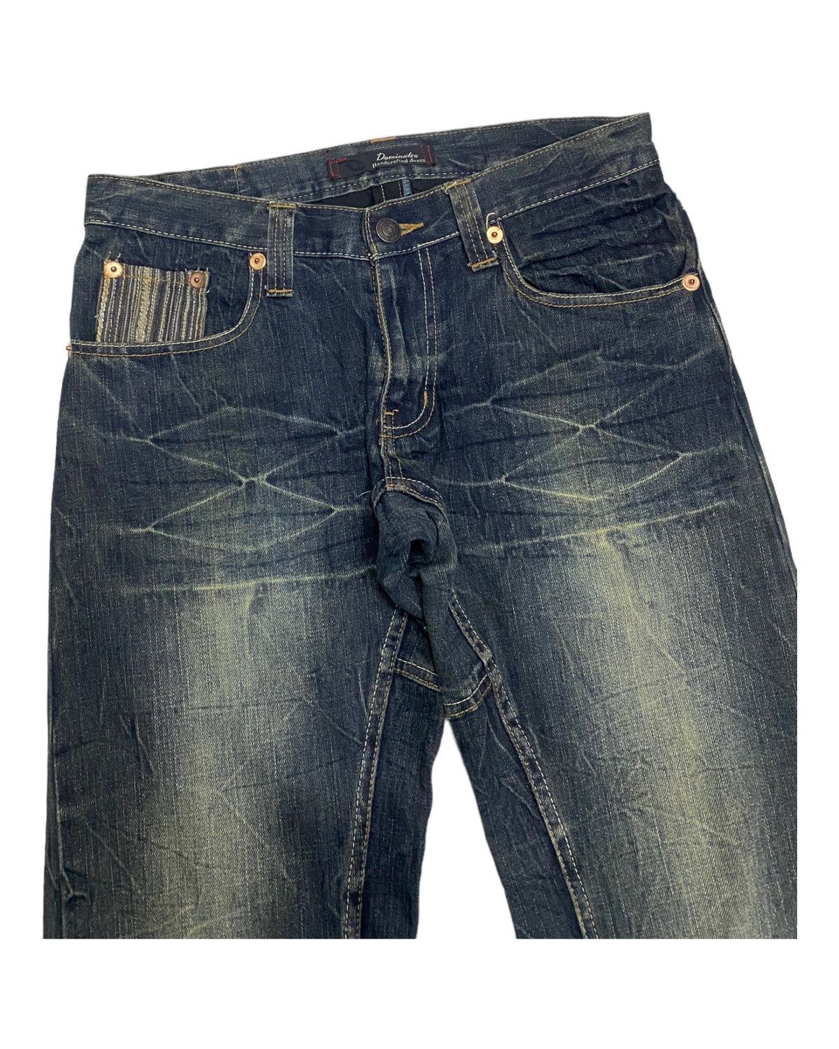 Japanese Brand RUSTY RIPPED🔥DOMINATE HANDCRAFTED DISTRESSED DENIM JEANS Size US 32 / EU 48 - 6 Thumbnail