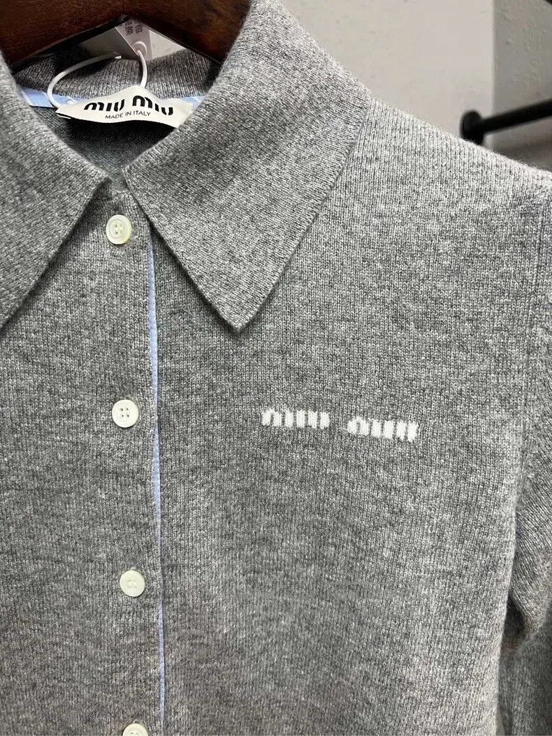 Prada Miu Miu Gray Cashmere Polo Cardigan. Size US S / EU 44-46 / 1 - 3 Thumbnail