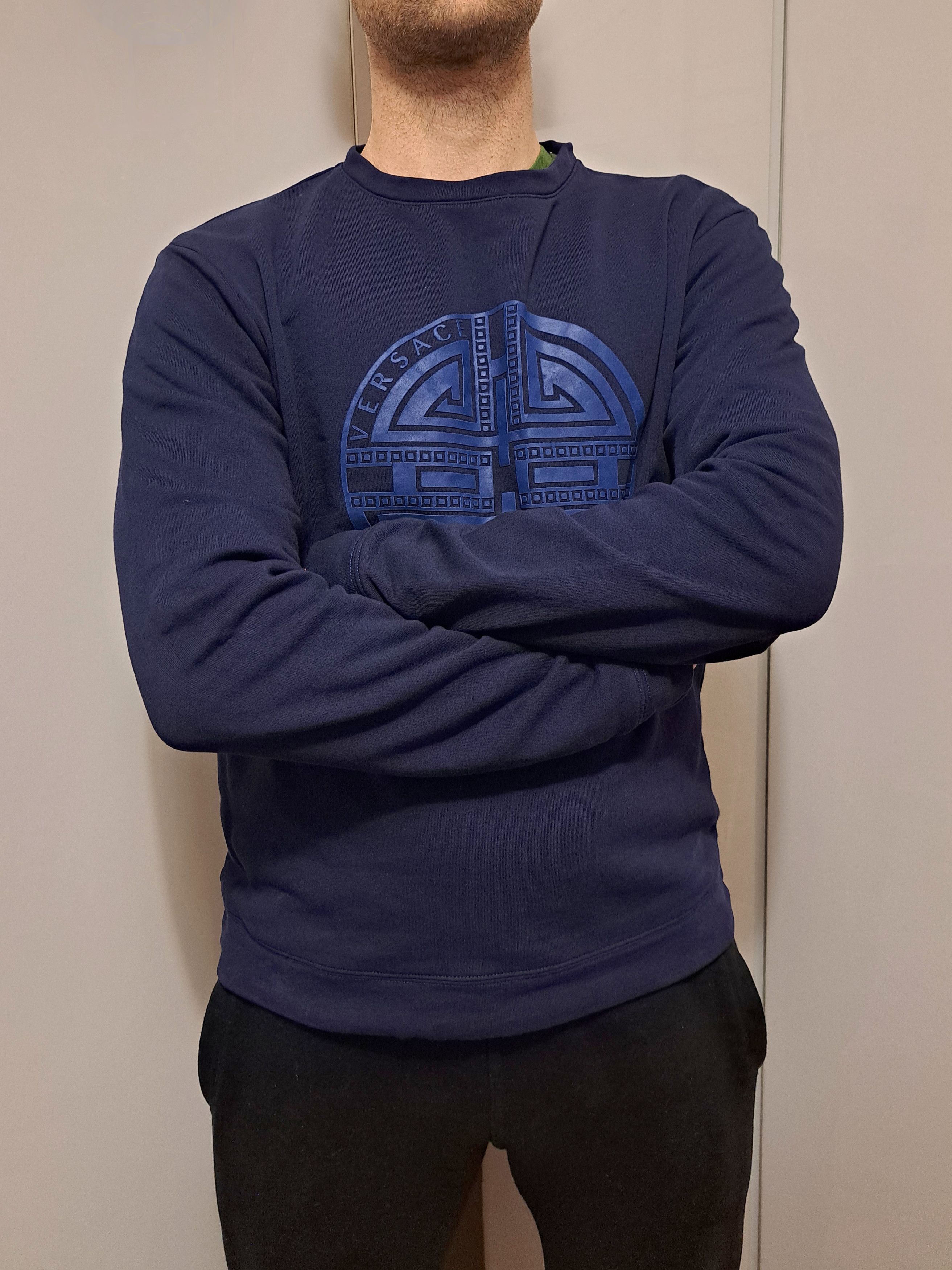Versace Navy big logo sweatshirt Versace Collection, crewneck L Size US L / EU 52-54 / 3 - 3 Thumbnail