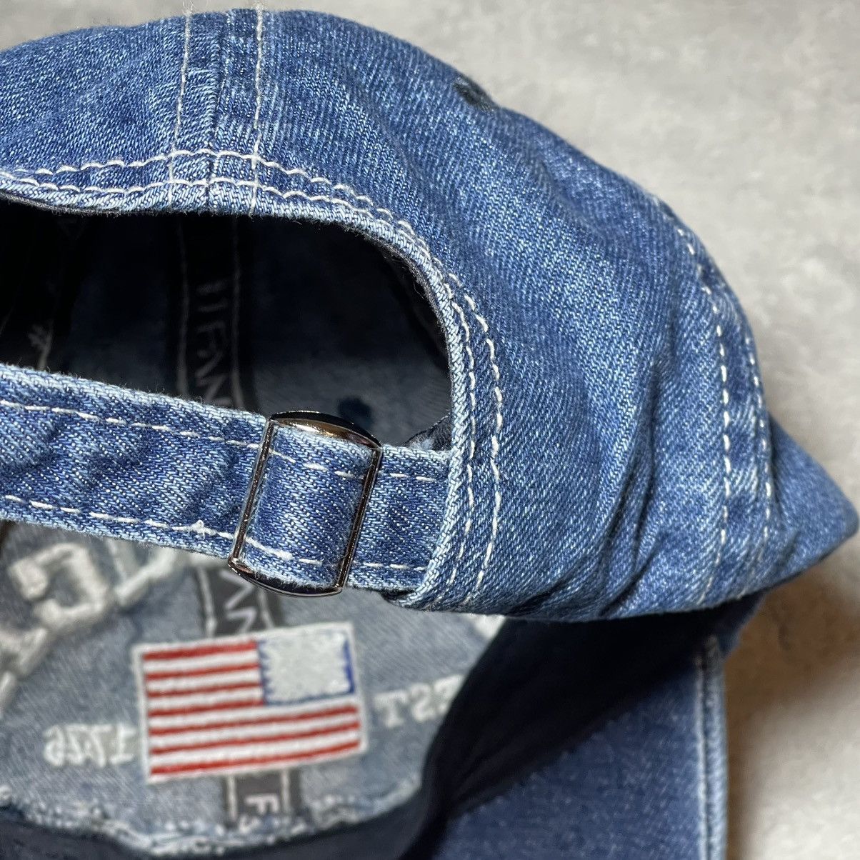 Other America #1 Fan Est 1776 USA Flag Denim Hat Blue OSFM Cap Size ONE SIZE - 8 Thumbnail