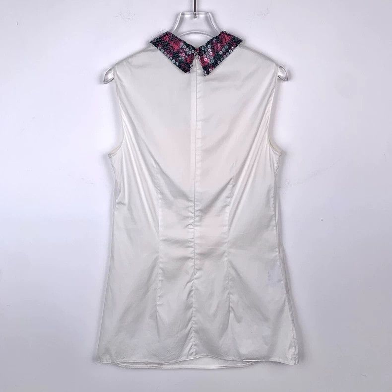 Prada Prada Sequin design collar white cotton sleeveless vest 250 Size XS / US 0-2 / IT 36-38 - 2 Thumbnail
