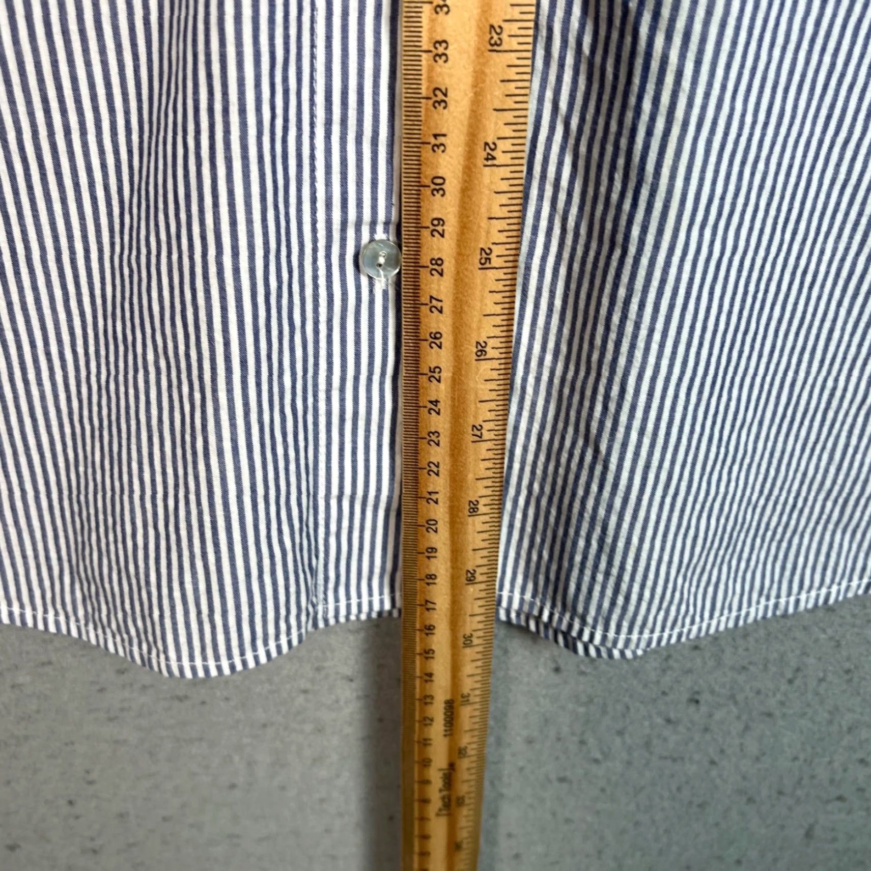 Zara Zara Shirt Striped Short Sleeve Button-Up Blue White Womens Medium Cotton Size M / US 6-8 / IT 42-44 - 6 Thumbnail
