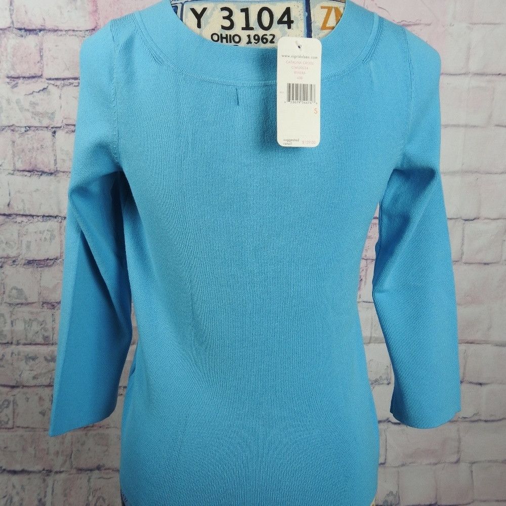 Other Sigrid Olsen Blue Long Sleeve Top Small Size XS / US 0-2 / IT 36-38 - 4 Thumbnail