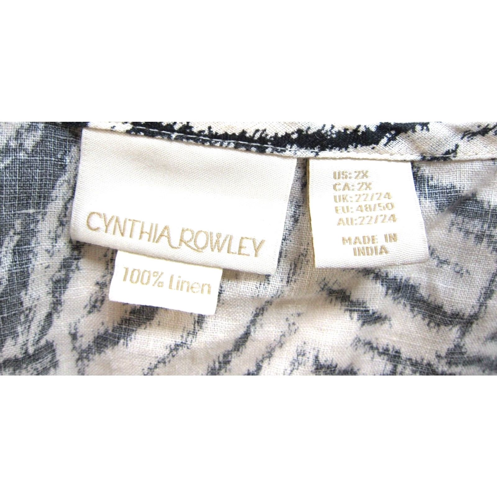 Cynthia Rowley Cynthia Rowley 100% Linen Ivory Black Floral Short Sleeve Tunic Blouse Women 2X Size XXL / US 16-18 / IT 52-54 - 3 Thumbnail