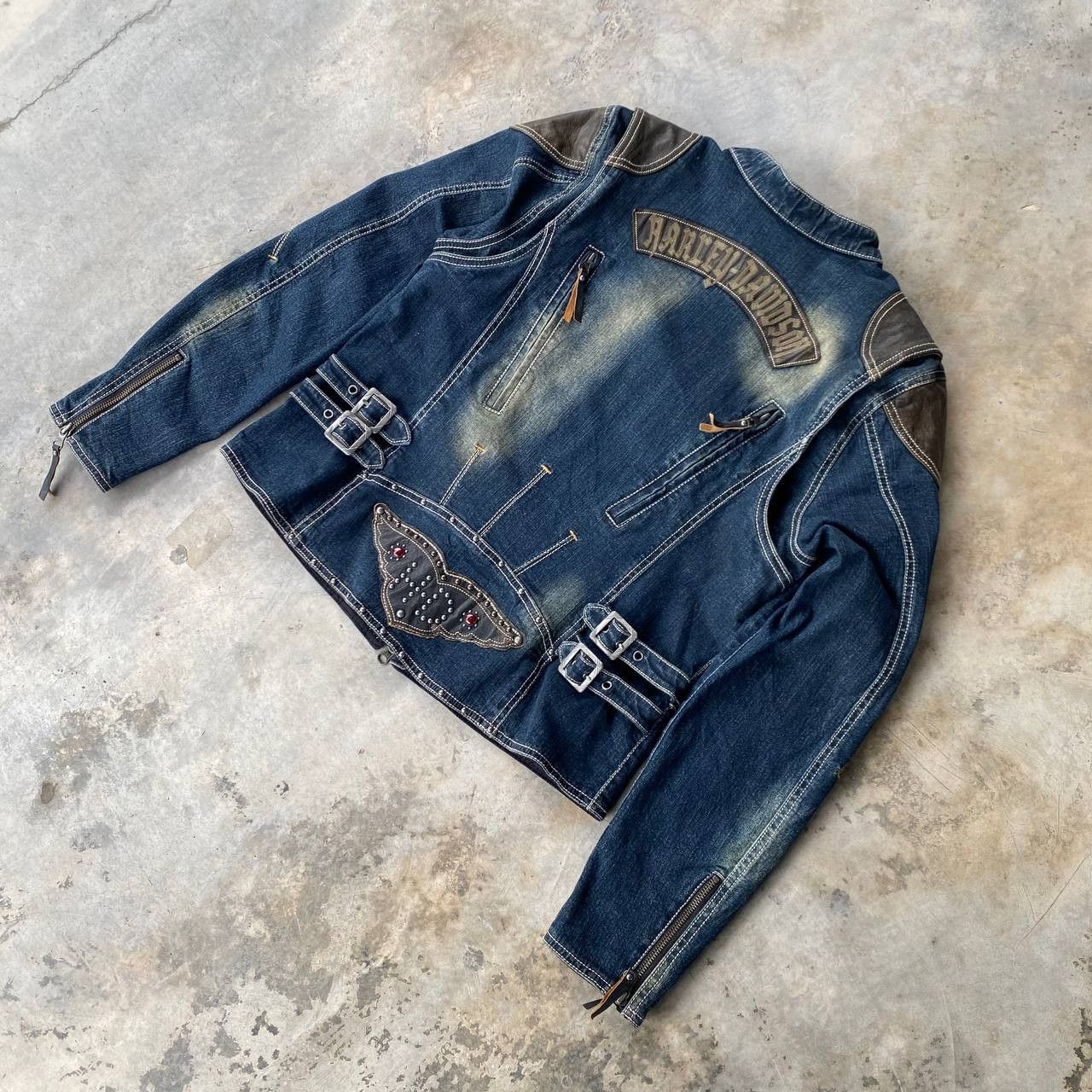 Harley Davidson Harley-Davidson Vintage Women Biker Jacket Leather Studded Size L / US 10 / IT 46 - 10 Thumbnail