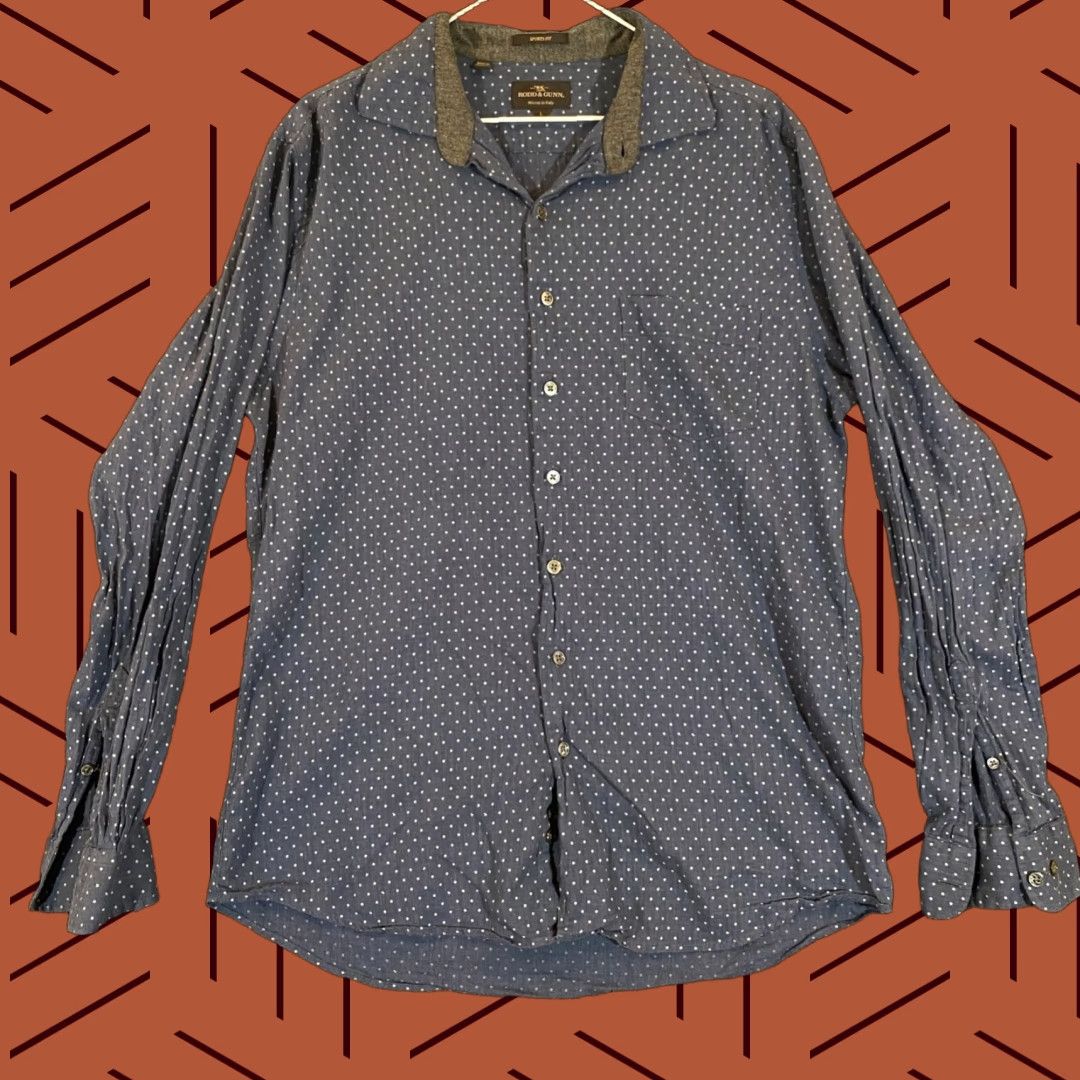 Rodd & Gunn Rodd & Gunn Shirt Mens Large Blue Polka Dot Button Up Outdoors L/S Italy Woven Size US L / EU 52-54 / 3 - 1 Thumbnail