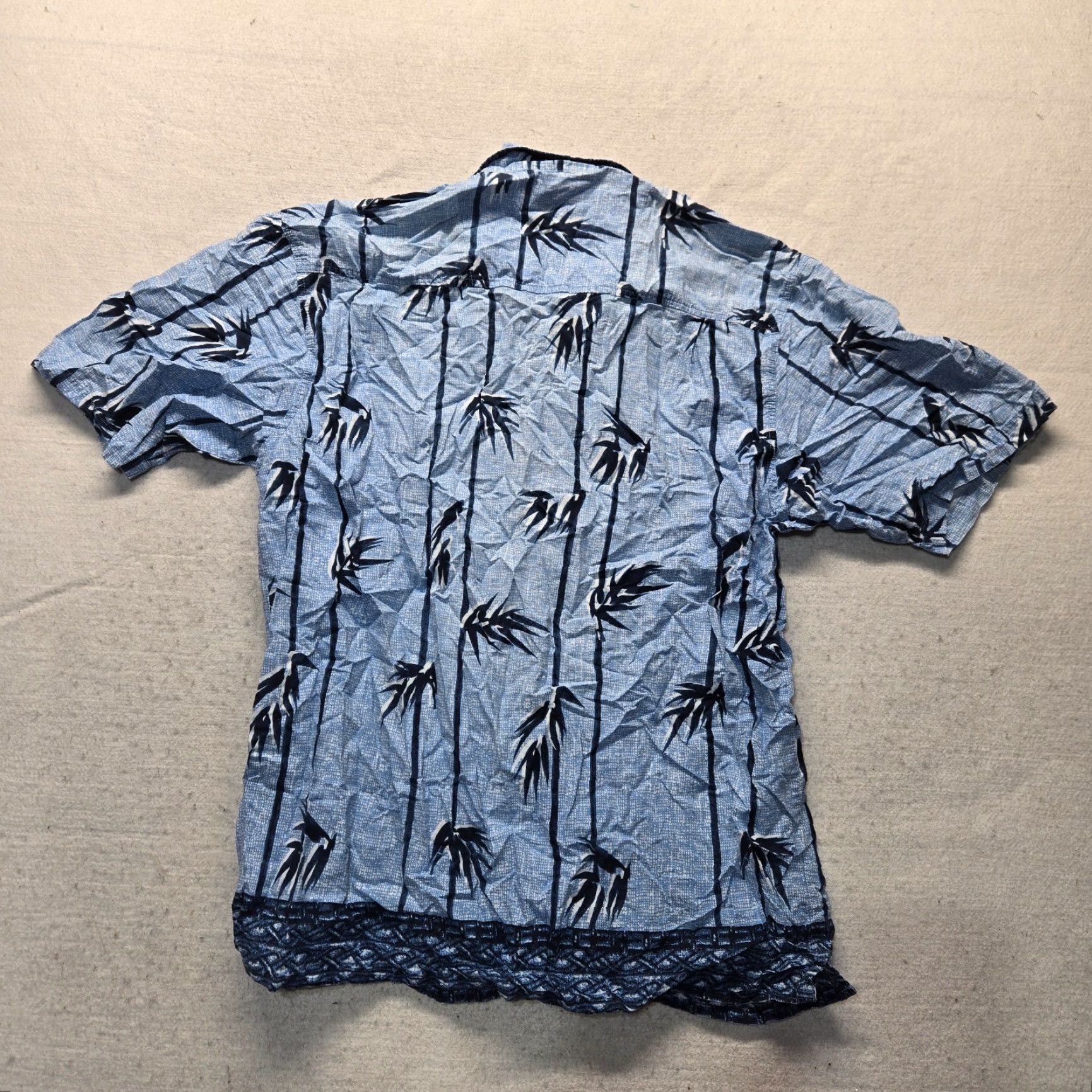 Faded Glory Faded Glory Shirt Blue Palm Print Hawaiian 100% Cotton Button Up Beach Men's L Size US L / EU 52-54 / 3 - 7 Thumbnail
