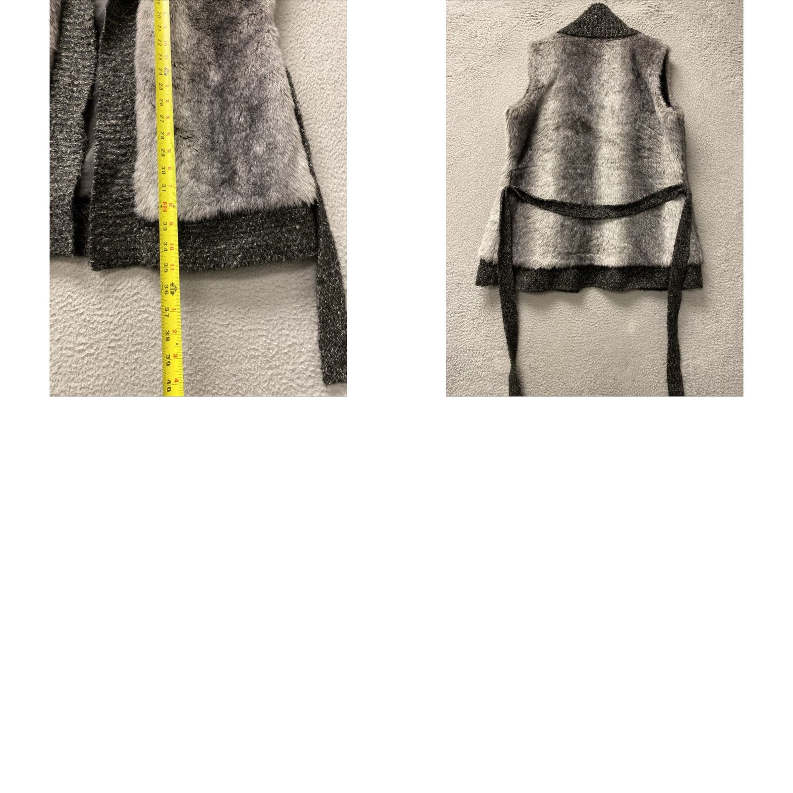 Vintage Cripple Creek Vests Women 2XL Gray Open Front Fur Cardigan Vest Adults Mens Womens Size XXL / US 16-18 / IT 52-54 - 8 Thumbnail