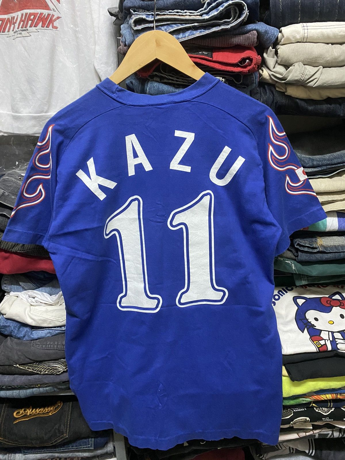 vintage 90s Japanese football JFA flame sleeve tshirt