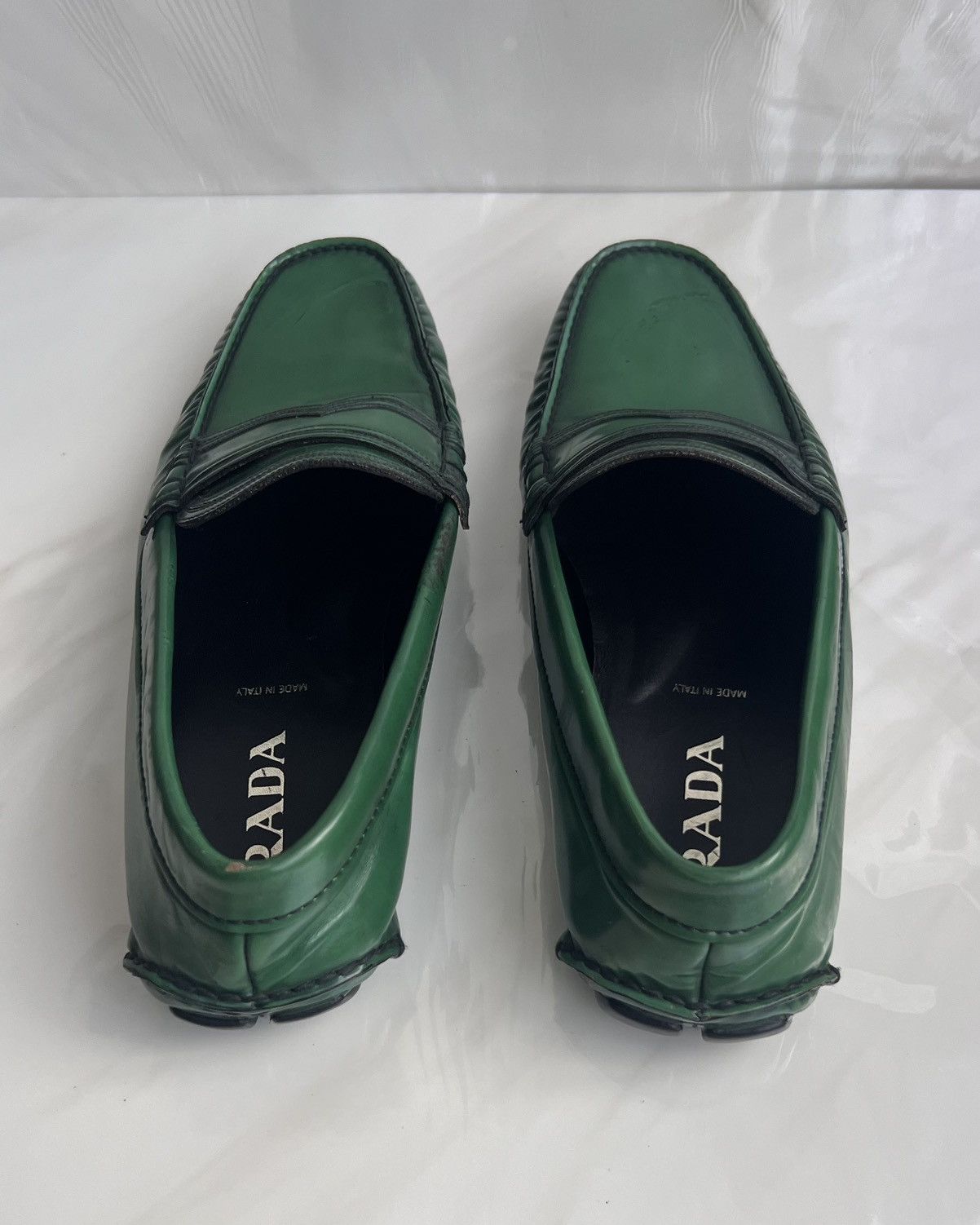 Prada Prada Green Leather Moccasin slip on Penny loafers Size US 10.5 / EU 43-44 - 10 Thumbnail