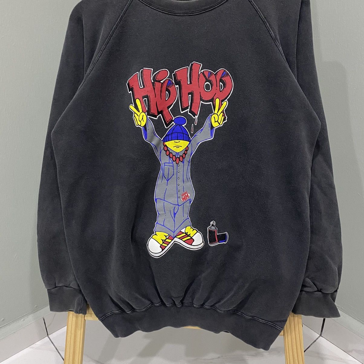 Vintage Vintage Gouge Hip Hop Rap Skateboard Faded Black Sweatshirt Size US L / EU 52-54 / 3 - 4 Thumbnail