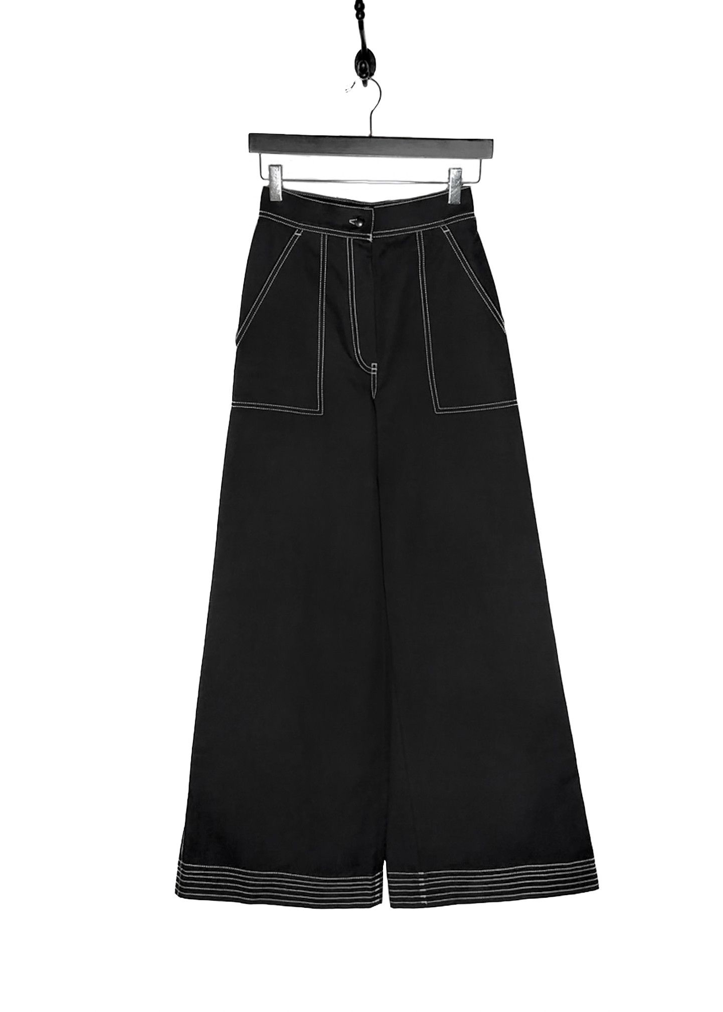 Max Mara Max Mara Black White Stitches Wide Leg Oboli Trousers Size 24" / US 00 / IT 34 - 1 Thumbnail