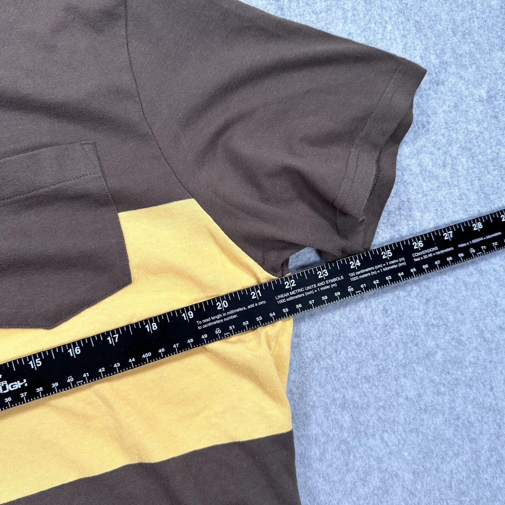 Vintage Tenore Shirt Mens M Brown Yellow Stripe Pocket Crewneck Short Sleeve Tee Size US M / EU 48-50 / 2 - 7 Thumbnail
