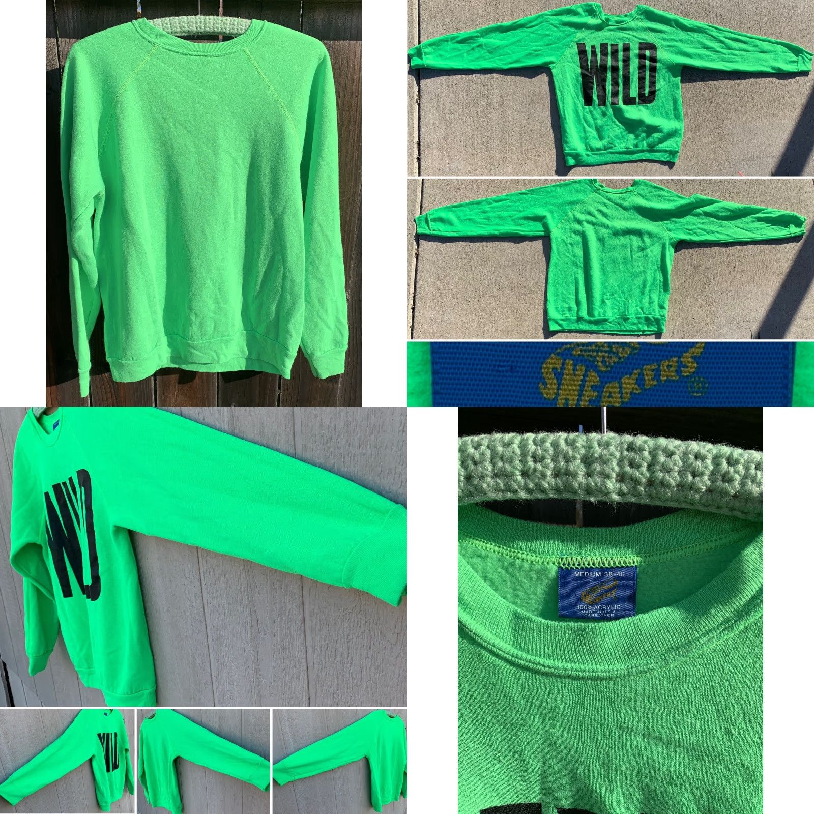 Vintage VINTAGE Sneakers Sweatshirt Raglan 80s 1980s Green Graphic Print Men M Cold Weather Pullover Shirt/Sweatshirt Size US M / EU 48-50 / 2 - 8 Thumbnail