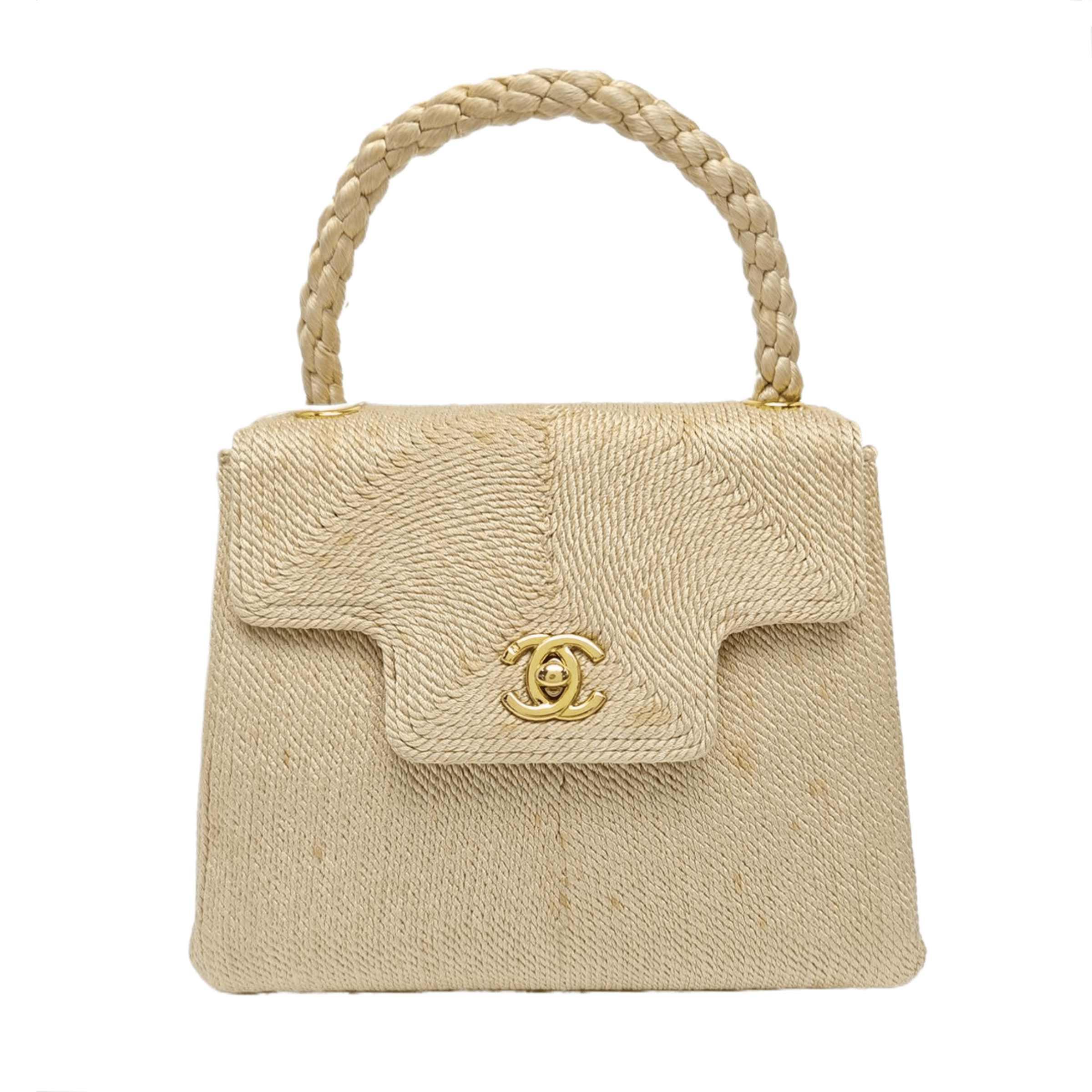 Chanel CHANEL Woven Fabric Handle Bag Beige Size ONE SIZE Size ONE SIZE - 1 Thumbnail